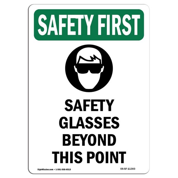 Signmission OSHA Sign, Glasses Beyond W/ Symbol, 24in X 18in Rigid Plastic, 18" W, 24" H, Portrait OS-SF-P-1824-V-11303 - main